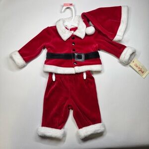 Santa Claus Outfit Costume With Hat For Newborn Baby 3 Pc Cat And Jack Velvet